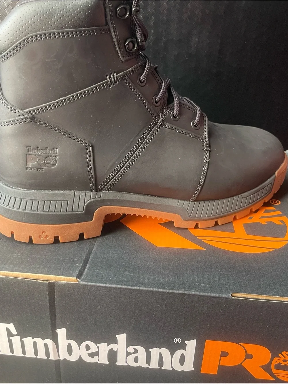 Timberland PRO Men's Black Work Boots with Tan Outsole